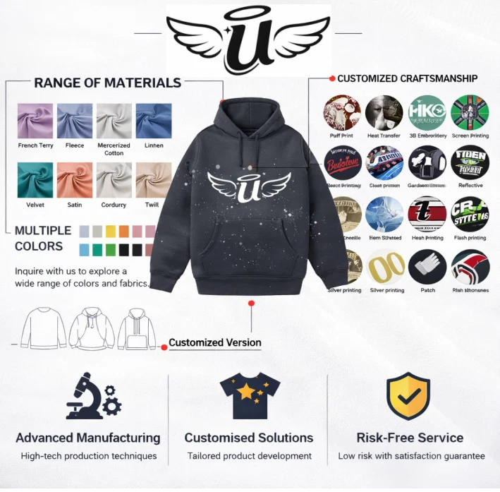Blesstop custom hoodie showing fabric, color and craftsmanship options